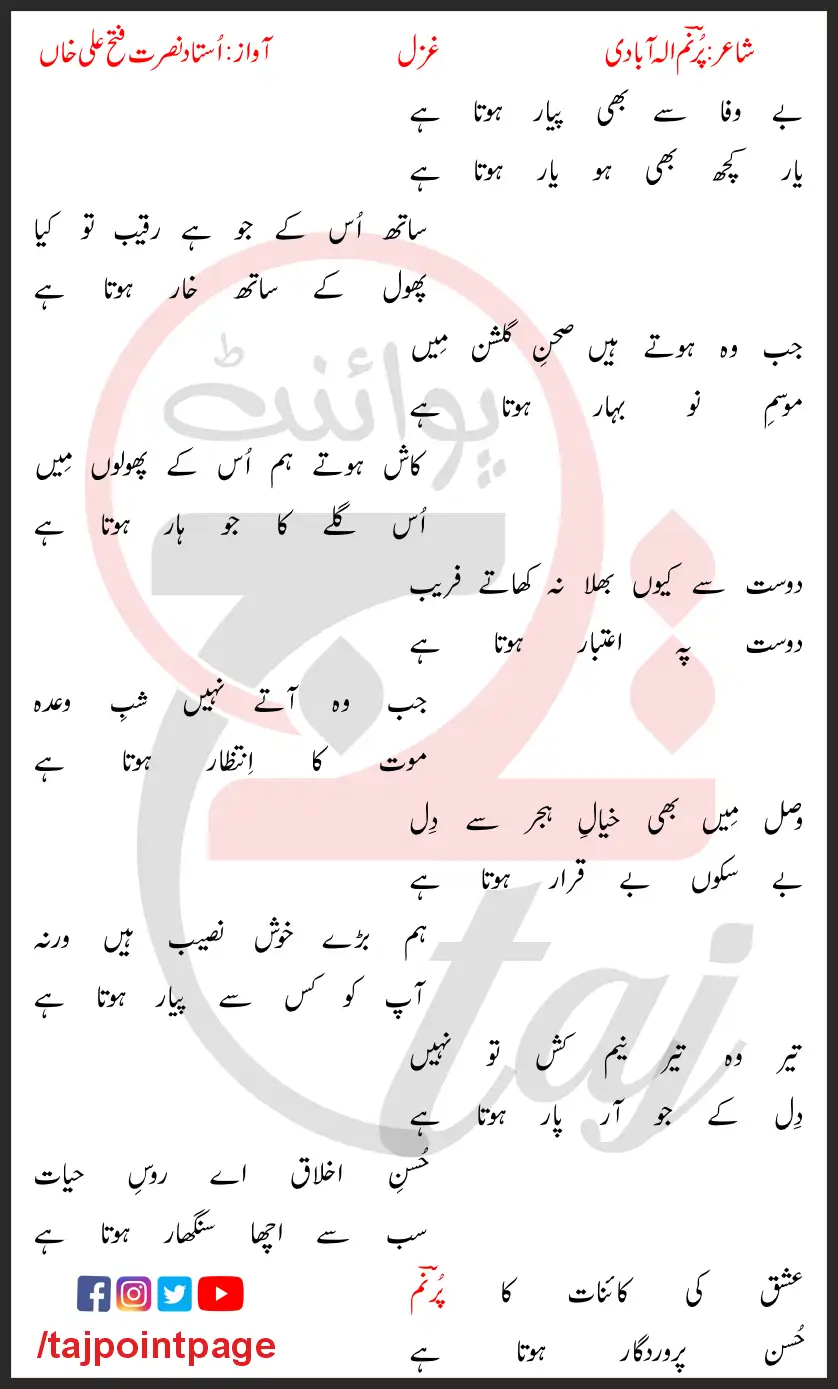 Bewafa Se Bhi Pyar Hota Hai Lyrics In Urdu 2017 1 Bewafa Se Bhi Pyar Hota Hai Lyrics In Urdu 2017