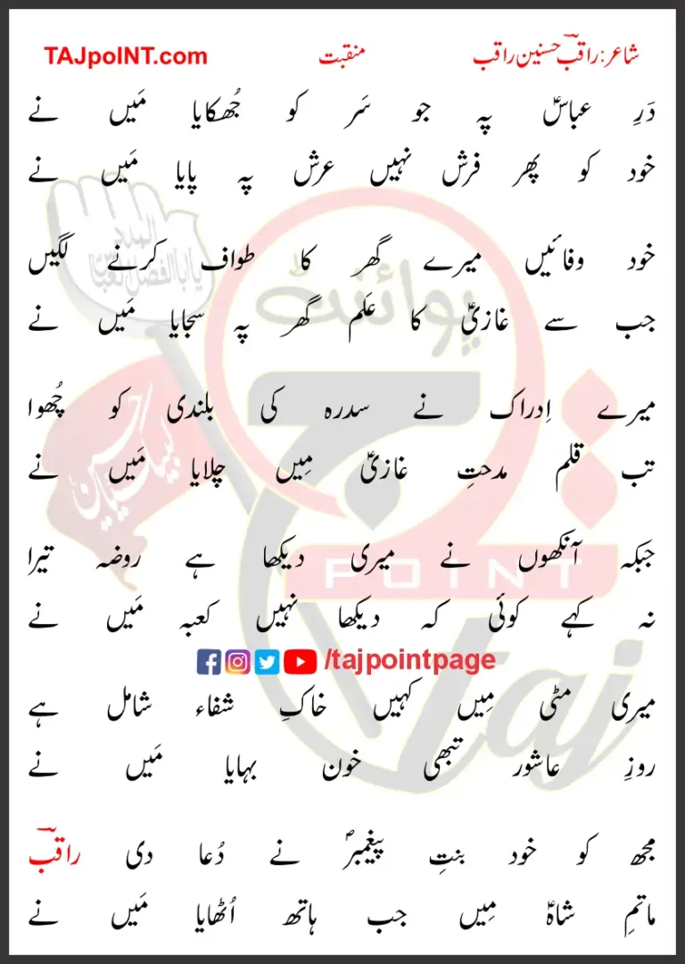 Dar-e-Abbas Pe Jo Sar Ko Jhukaya Main Ne Lyrics Urdu 2017