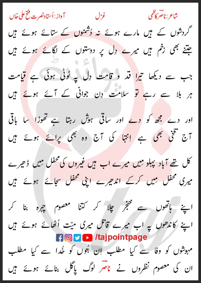 Gardishon Ke Hain Mare Howay Na Dushmano Ke Sataye Howay Hain Lyrics In Urdu 2017