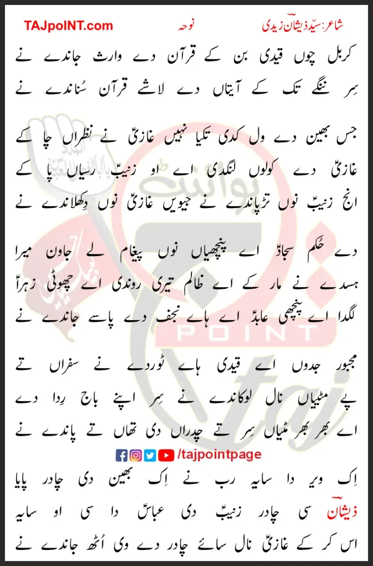 Karbal Choon Qaidi Ban Ke Quran De Waris Jande Ne Lyrics In Punjabi 2017