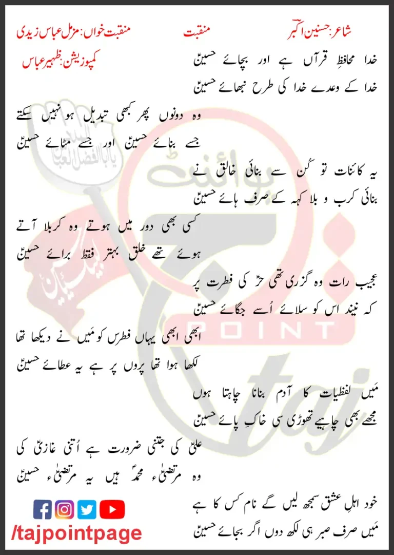 Khuda Mohafiz-e-Quraan Hai Our Bachaye Hussain Lyrics In Urdu 2020
