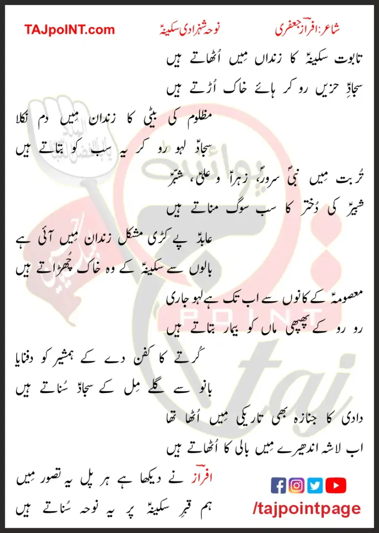 Taboot Sakina Ka Zindaan Mein Uthate Hain Lyrics In Urdu 2017