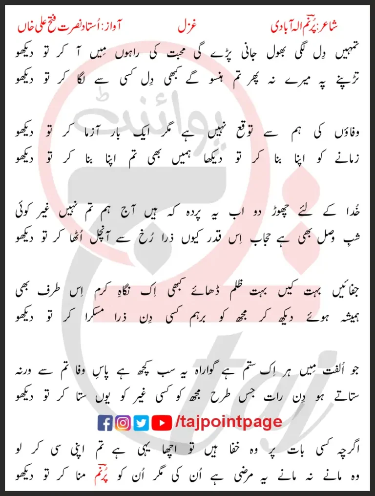 Tumhe Dillagi Bhool Jaani Paregi Lyrics In Urdu 2017