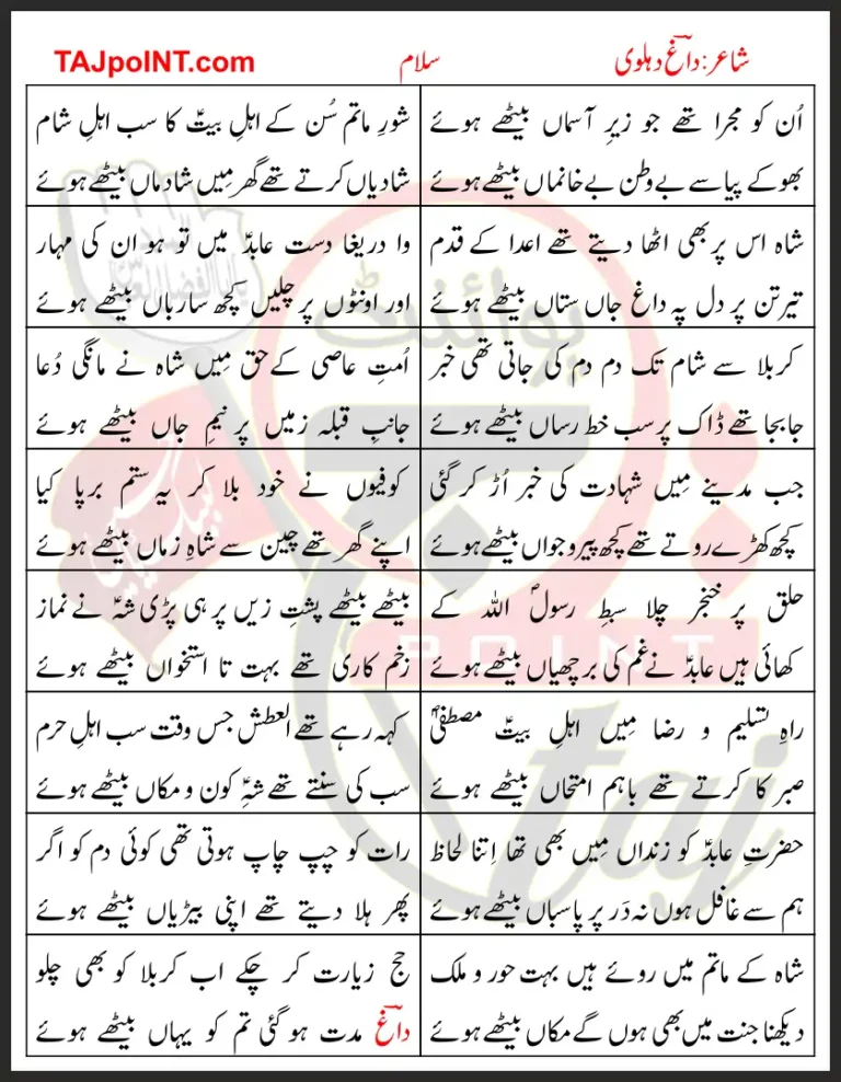 Un Ke Mujra The Jo Zere Aasmaan Bethe Howay Lyrics In Urdu 2017