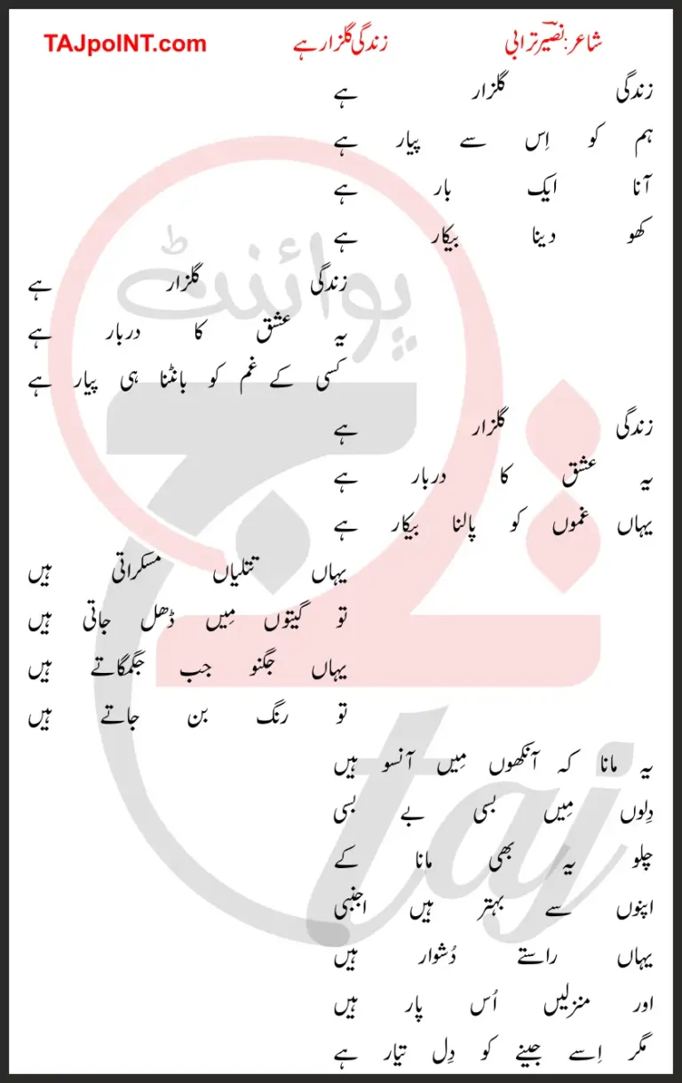 Zindagi Gulzar Hai Lyrics In Urdu 2017