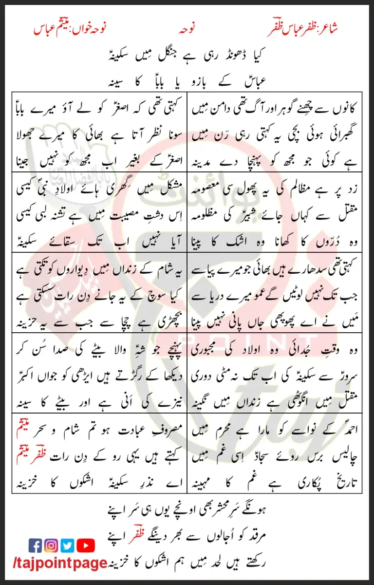 Kya Dhond Rahi Hai Jangal Mein Sakina Lyrics In Urdu 2011