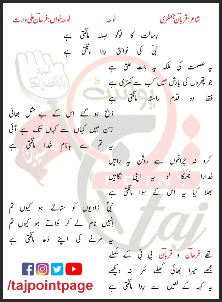 Nabi Ki Nawasi Rida Mangti Hai Lyrics In Urdu 2017