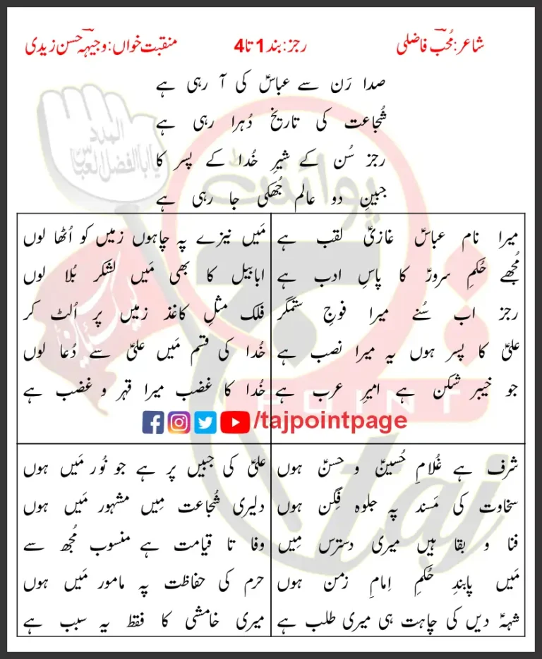 Sada Ran Se Abbas Ki Aa Rahi Hai 1-4 Lyrics Urdu 2008