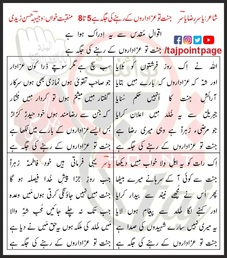 Janat Tu Azadaron Ke Rehne Ki Jagah Hai 5-8 Lyrics In Urdu 2010