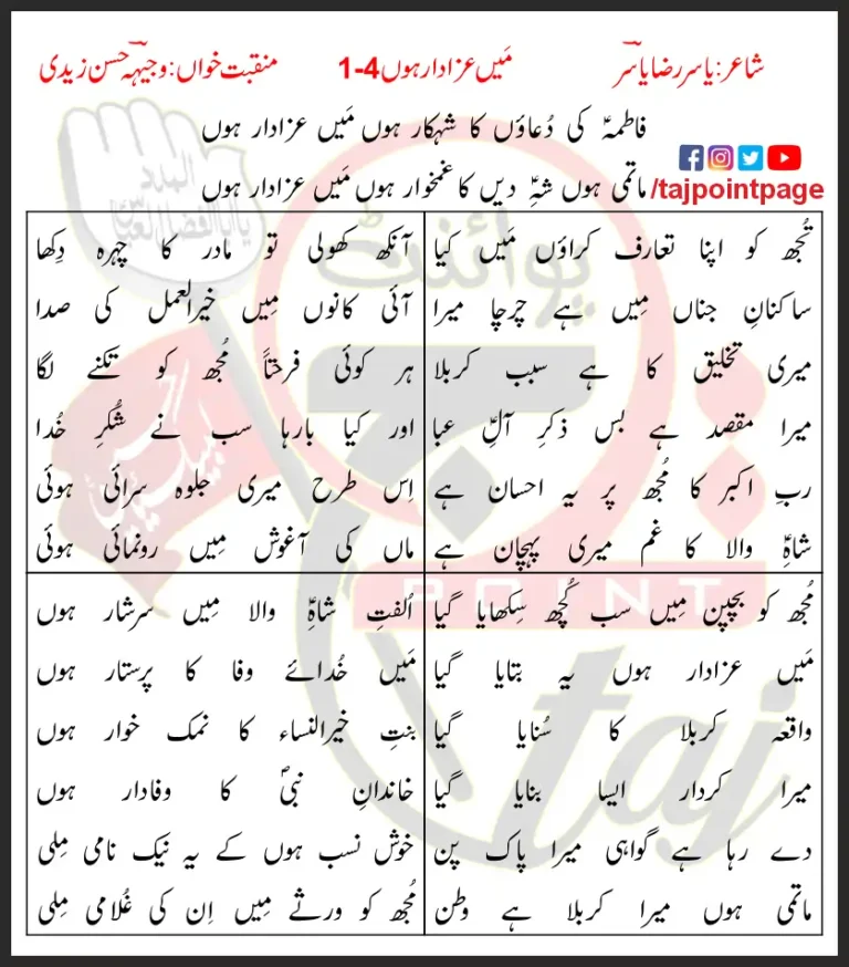 Main Azadar Hoon 1-4 Lyrics In Urdu 2009