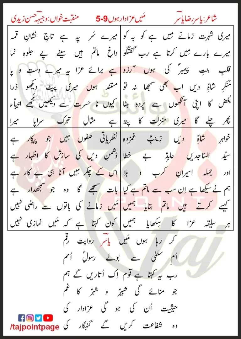 Main Azadar Hoon 5-9 Lyrics In Urdu 2009