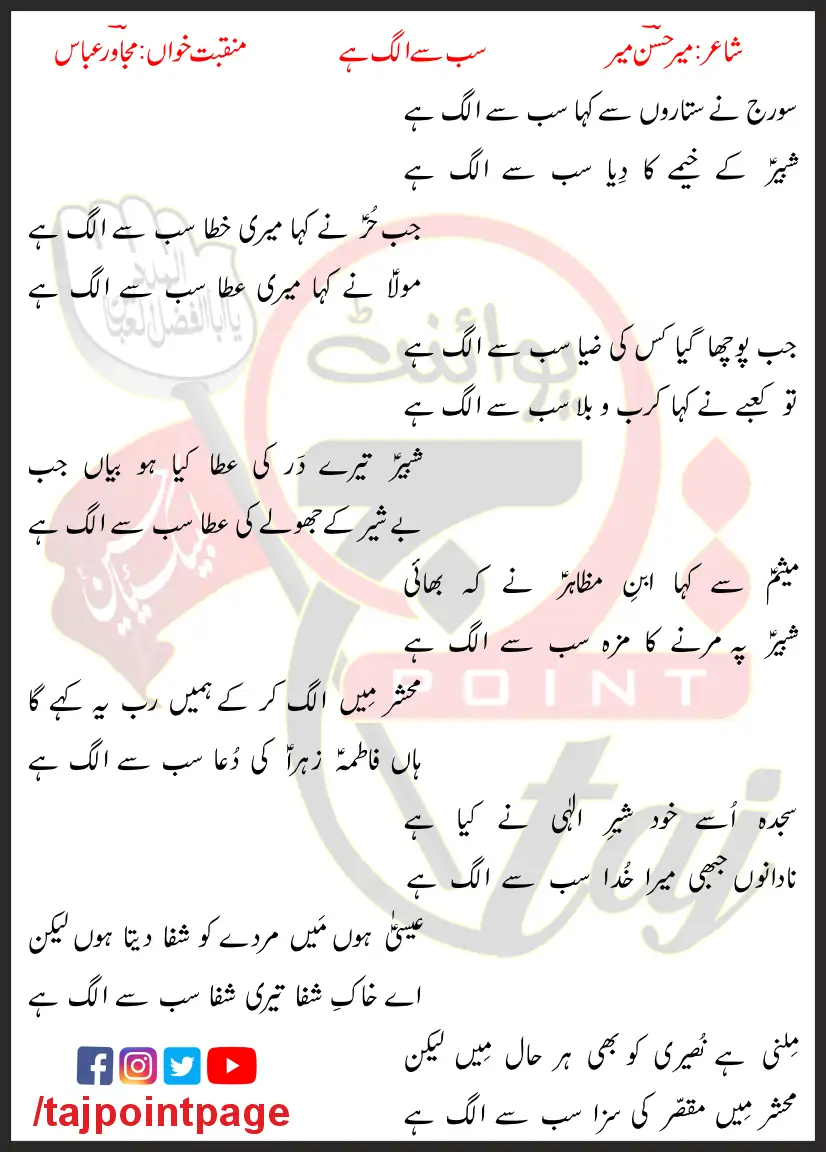Soraj Ne Sitaron Se Kaha Sab Se Alag Hai Lyrics In Urdu 2018-19 1 Soraj Ne Sitaron Se Kaha Sab Se Alag Hai Lyrics In Urdu 2018-19