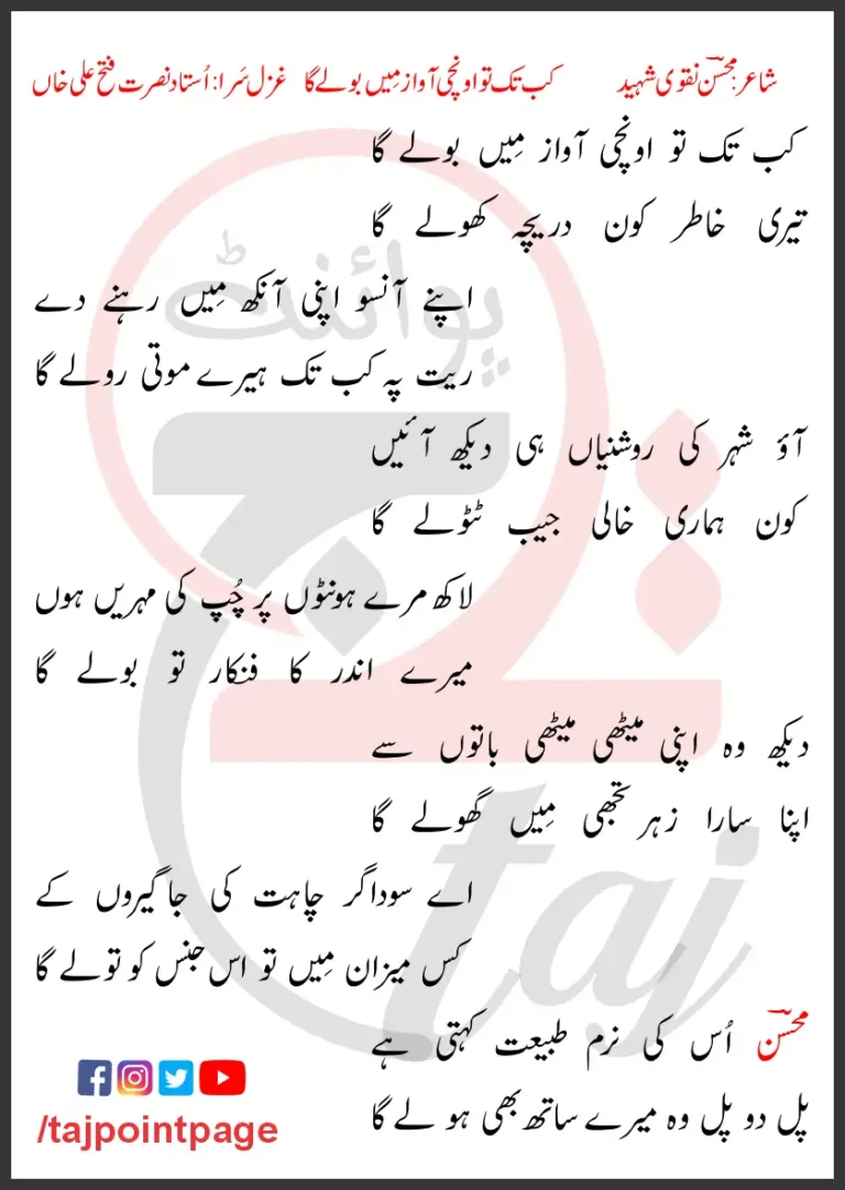 Kab Tak Tu Unchi Awaz Mein Bolega Lyrics In Urdu 2018