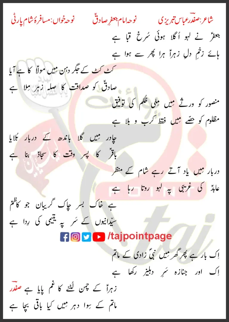 Jafar Ne Lahu Ugla Hoi Surkh Qaba Hai Lyrics In Urdu 2018