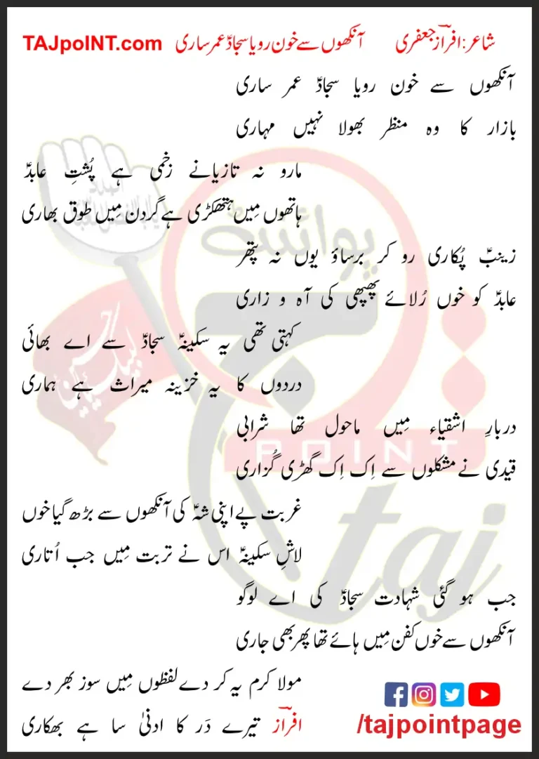 Aankhon Se Khon Roya Sajjad Umar Sari Lyrics In Urdu 2018