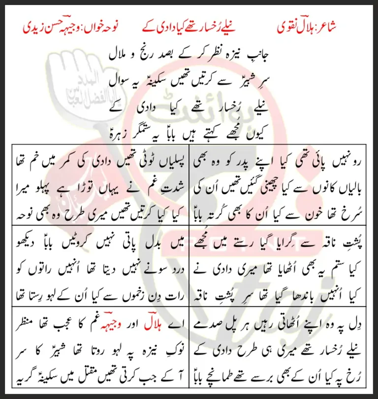 Neelay Rukhsar Thay Kya Dadi Ke Lyrics In Urdu 2018