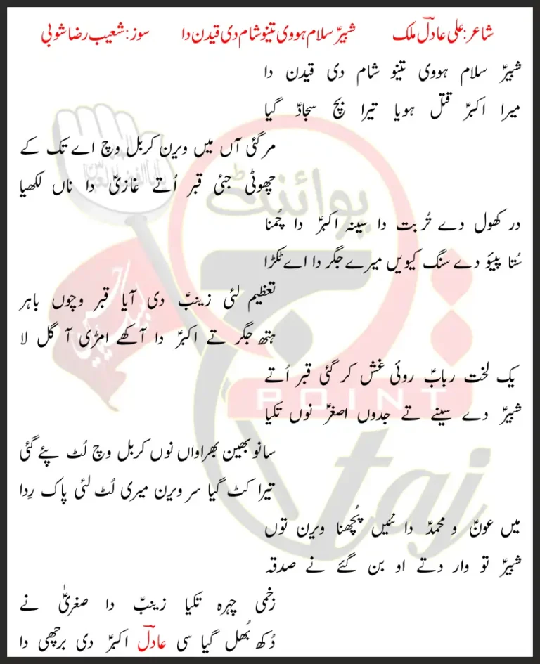 Shabir Salam Hovi Tainu Sham Di Qaidan Da Lyrics In Punjabi 2018