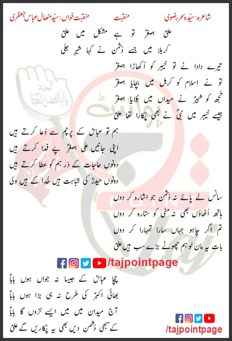 Ali Asghar Tu Hai Mushkil Mein Ali Lyrics In Urdu 2019