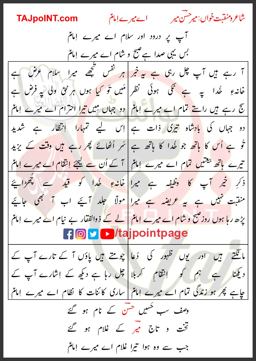 Aap Par Darood Our Salam Aye Mere Imam Lyrics Urdu 2003 1 Aap Par Darood Our Salam Aye Mere Imam Lyrics Urdu 2003