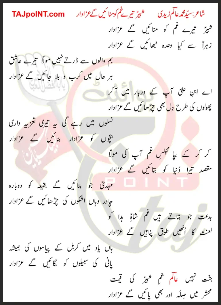 Shabir Tere Gham Ko Manaein Gaye Azadar Lyrics In Urdu 2019