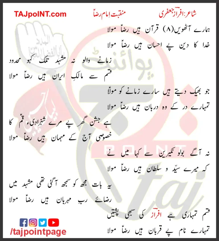 Hamare Aathwein Quran Hain Raza Maula Lyrics 2019