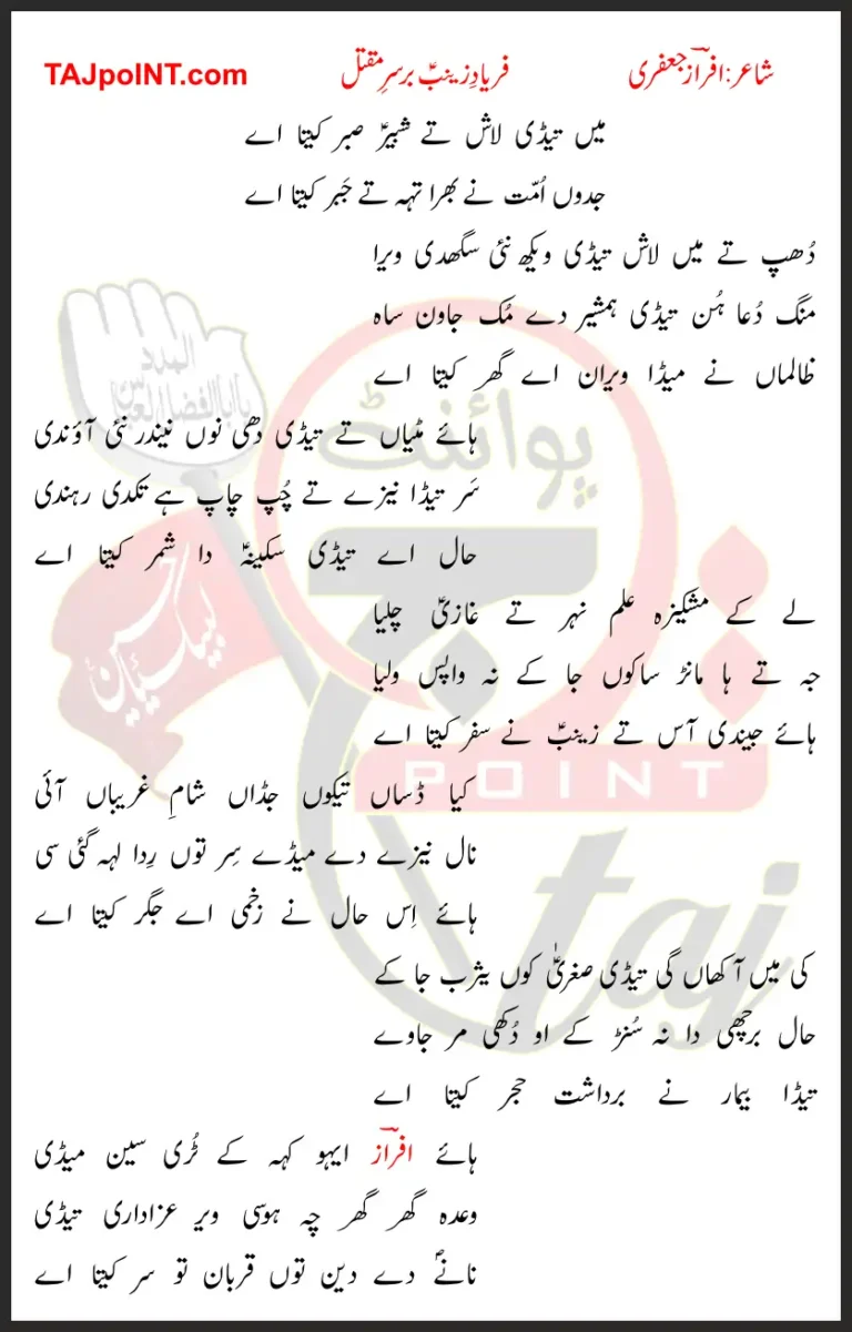 Main Taidi Lash Te Shabir Sabar Kita Aye Lyrics In Saraiki 2019