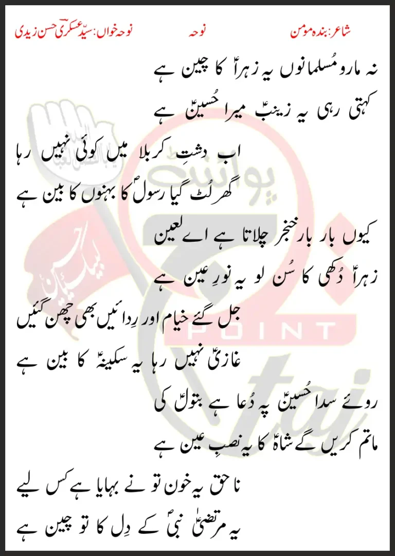 Na Maro Musalmano Ye Zahra Ka Chain Hai Lyrics In Urdu 2019