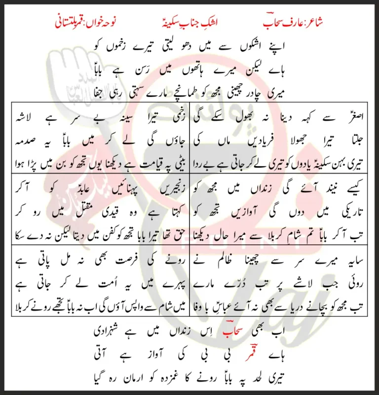 Apne Ashkon Se Main Dho Leti Tere Zakhmo Ko Lyrics In Urdu 2019