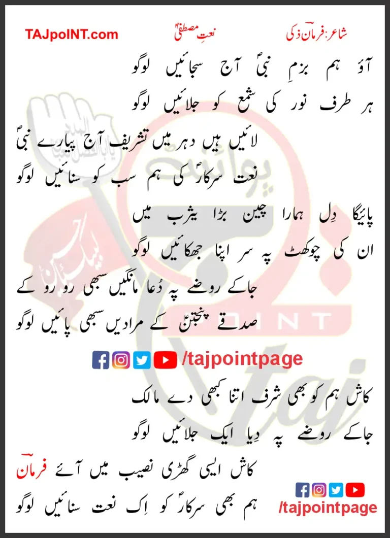 Aao Hum Bazm-e-Nabi Aaj Sajaein Logo Lyrics In Urdu 2019