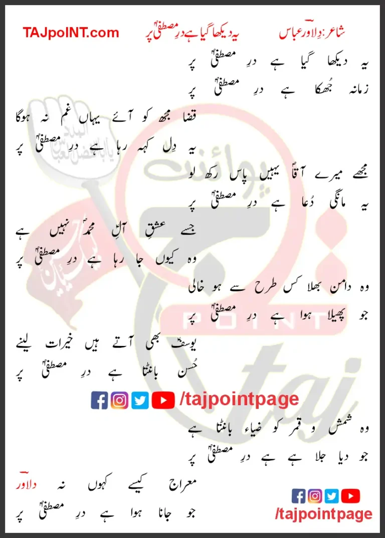 Yeh Dekha Gaya Hai Dar-e-Mustafa Par Lyrics In Urdu 2019