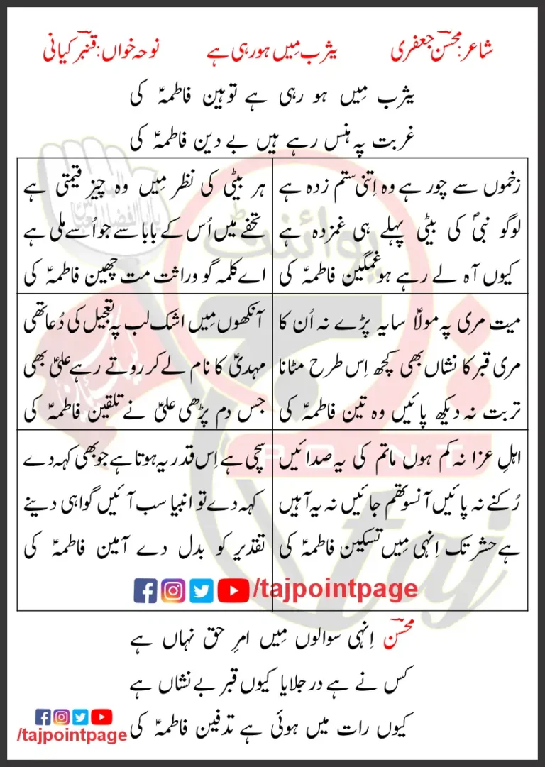 Yasrab Mein Ho Rahi Hai Tauheen Fatima Ki Lyrics In Urdu 2020