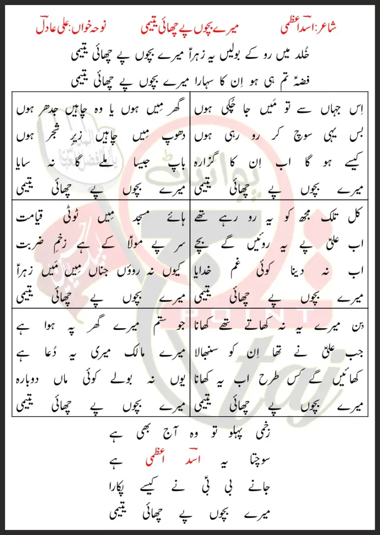 Mere Bachon Pe Chayi Yateemi Lyrics In Urdu 2020