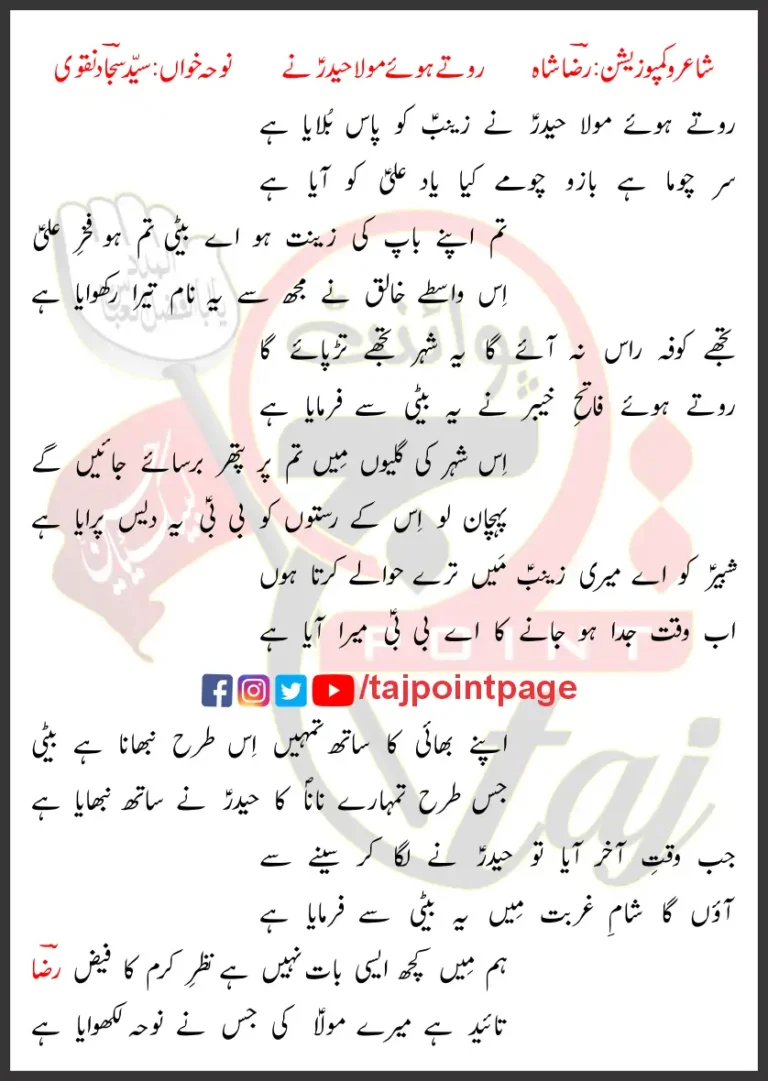 Rote Hoye Maula Haider Ne Lyrics Urdu 2020