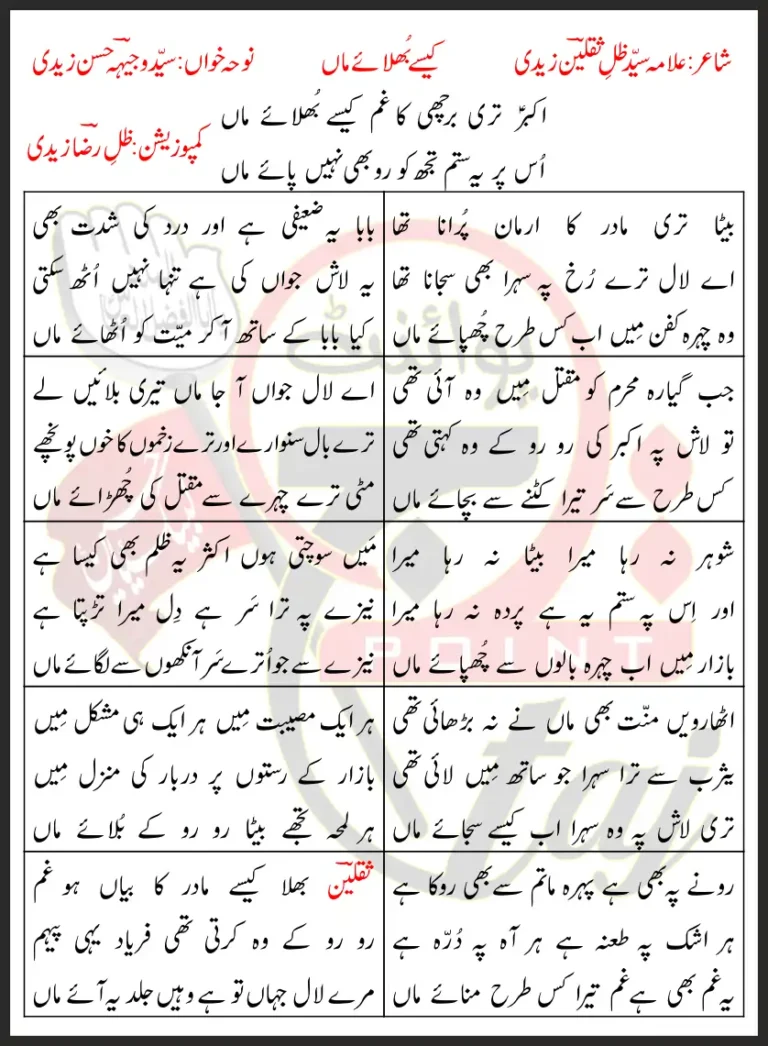 Kaisay Bholaye Maa Lyrics In Urdu 2020