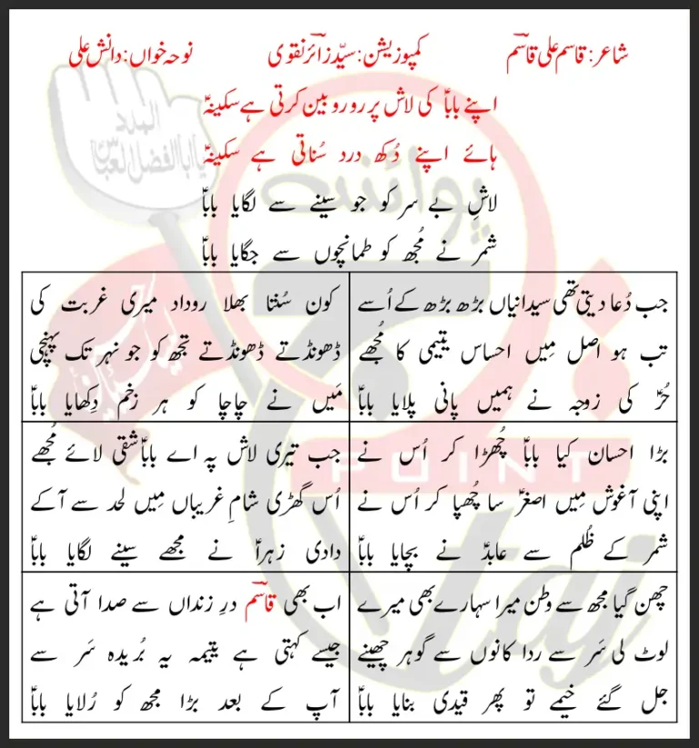 Lash-e-Be Sar Ko Jo Seeney Se Lagaya Baba Lyrics In Urdu 2020