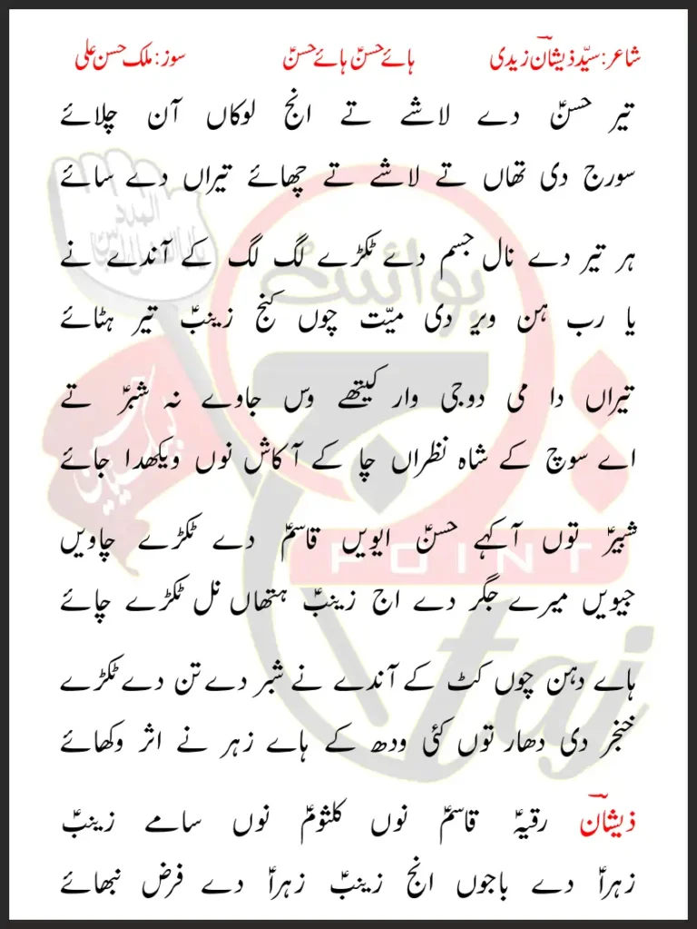 Teer Hasan De Lashay Te Aynj Lokaan Aan Chalaye Lyrics In Punjabi 2020