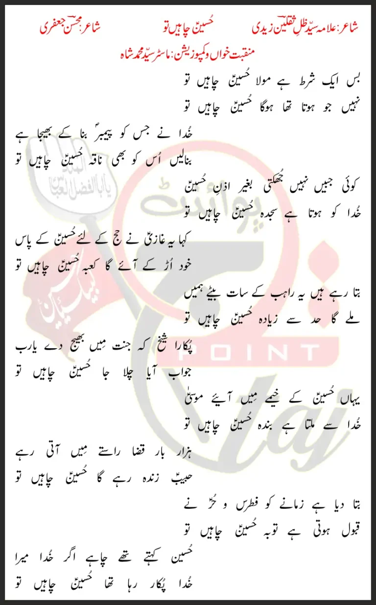 Hussain Chahein Tu Syed Mohammad Shah Lyrics In Urdu 2021