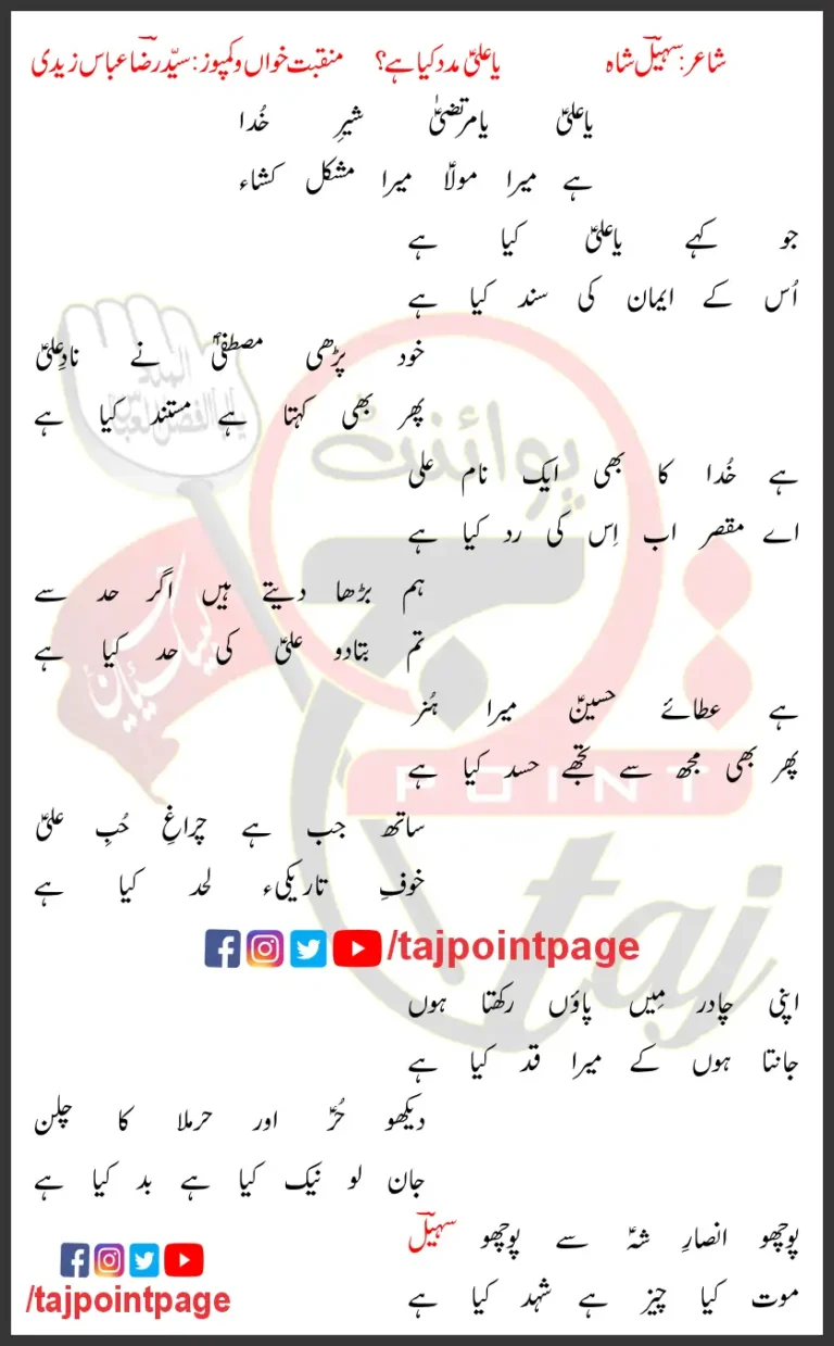 Ya Ali Madad Kya Hai Syed Raza Abbas Zaidi Lyrics In Urdu 2021