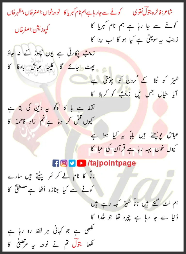 Kofay Se Ja Raha Hai Hum Naam Kibriya Ka Asghar Khan Lyrics Urdu 2021