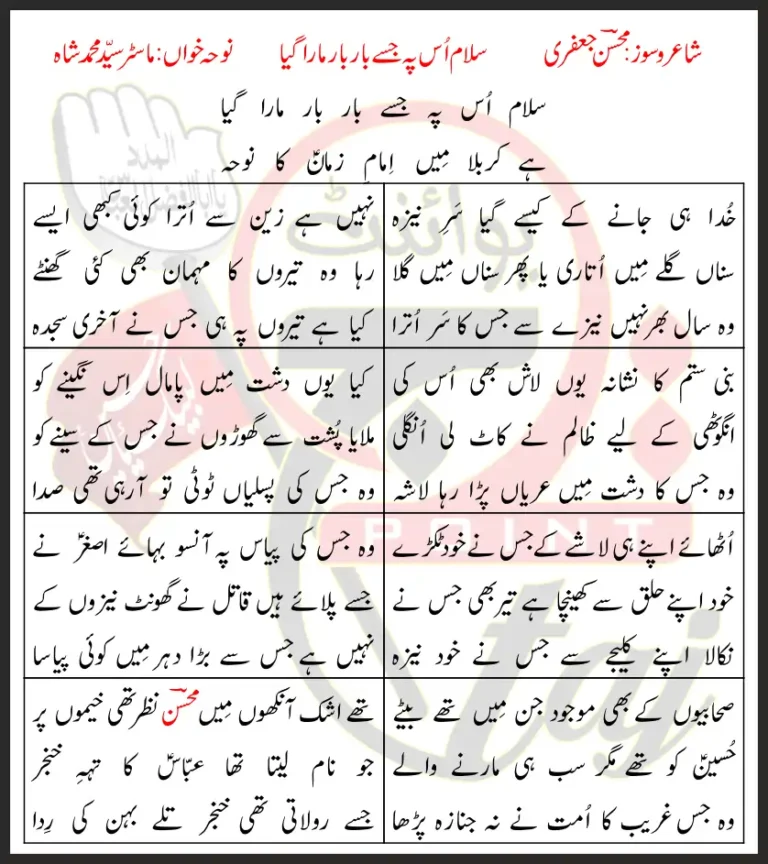Salam Us Pe Jise Baar Baar Mara Gaya Syed Mohammed Shah Lyrics In Urdu 2021