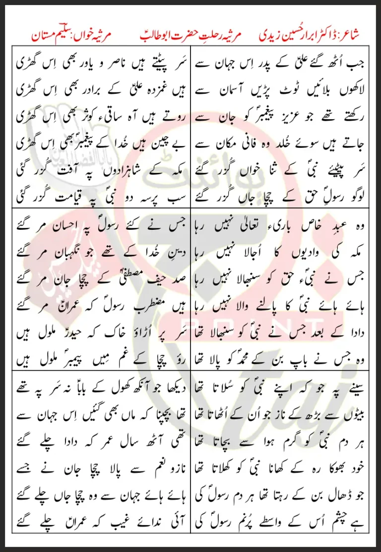 Jab Uth Gaye Ali Ke Padar Is Jahan Se Saleem Mastan Lyrics In Urdu 2021