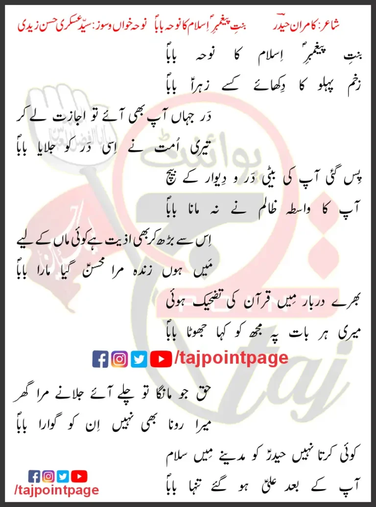 Bint e Payambar e Islam Ka Noha Askari Hassan Lyrics In Urdu 2022