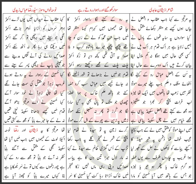 Sawar Kho Gaye Syed Raza Abbas Zaidi Lyrics In Urdu 2021