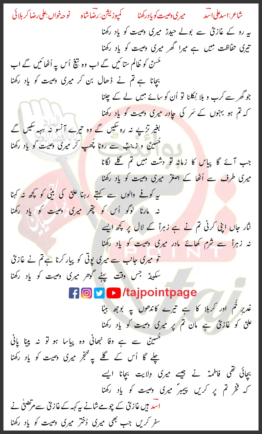 Ye Ro Kay Ghazi Say Bolay Haider Ali Raza Karbalai Lyrics Urdu 2022 1 Ye Ro Kay Ghazi Say Bolay Haider Ali Raza Karbalai Lyrics Urdu 2022