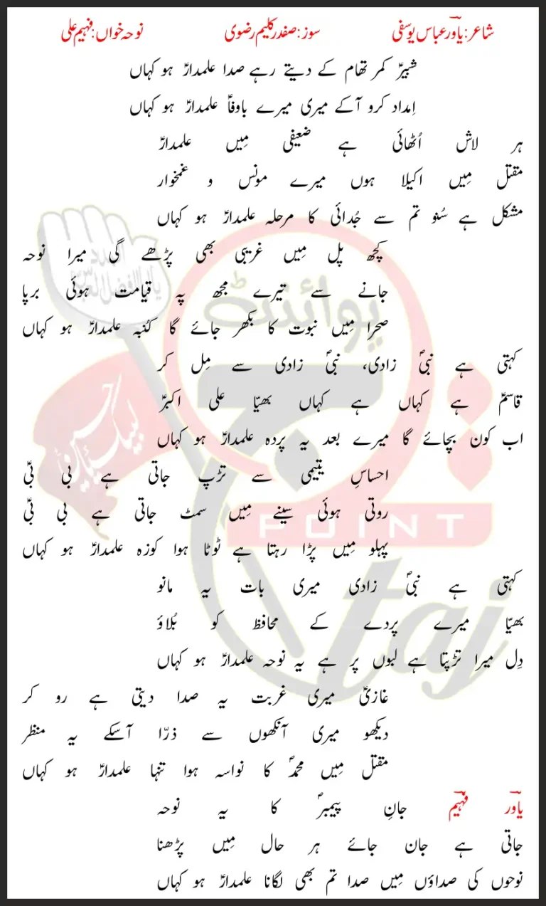 Alamdar Ho Kahan Faheem Ali Lyrics In Urdu 2022