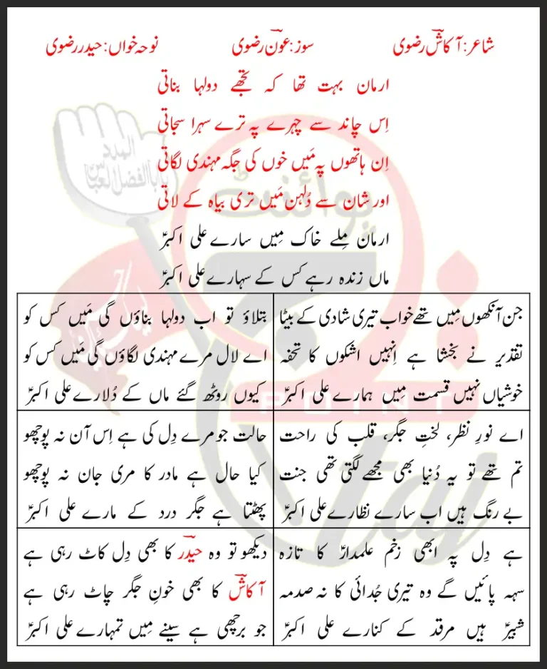 Arman Milay Khak Main Sary Ali Akbar Haider Rizvi Lyrics In Urdu 2022