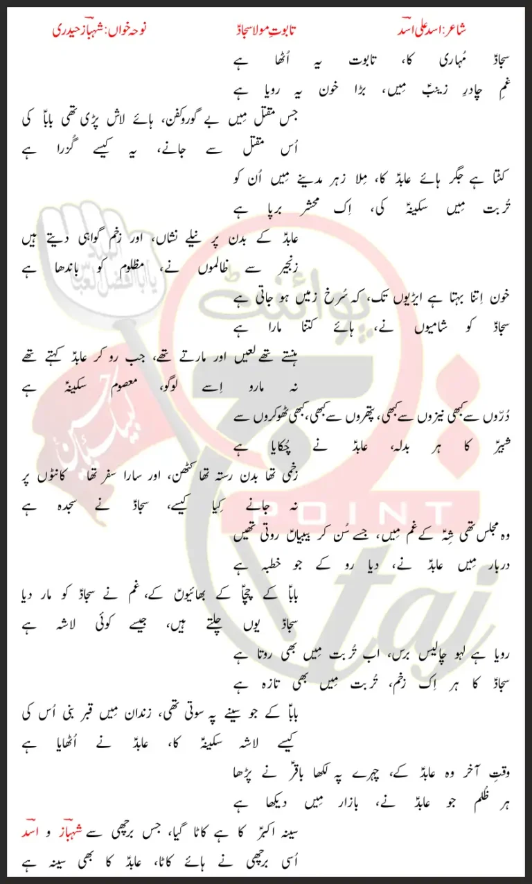Taboot E Mola Sajjad Shehbaz Haideri Lyrics In Urdu 2022