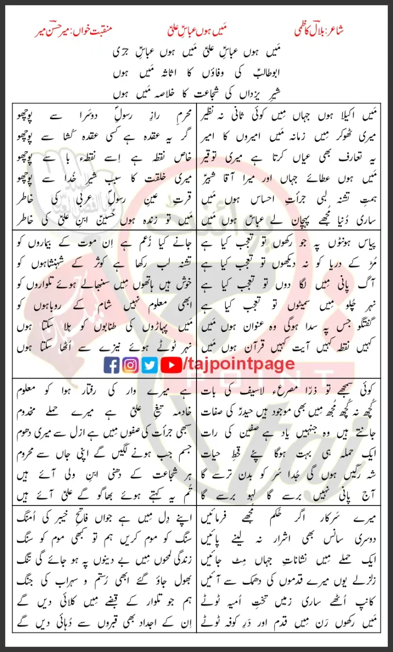 Main Hoon Abbas-e-Ali Mir Hasan Mir Lyrics Urdu 2006