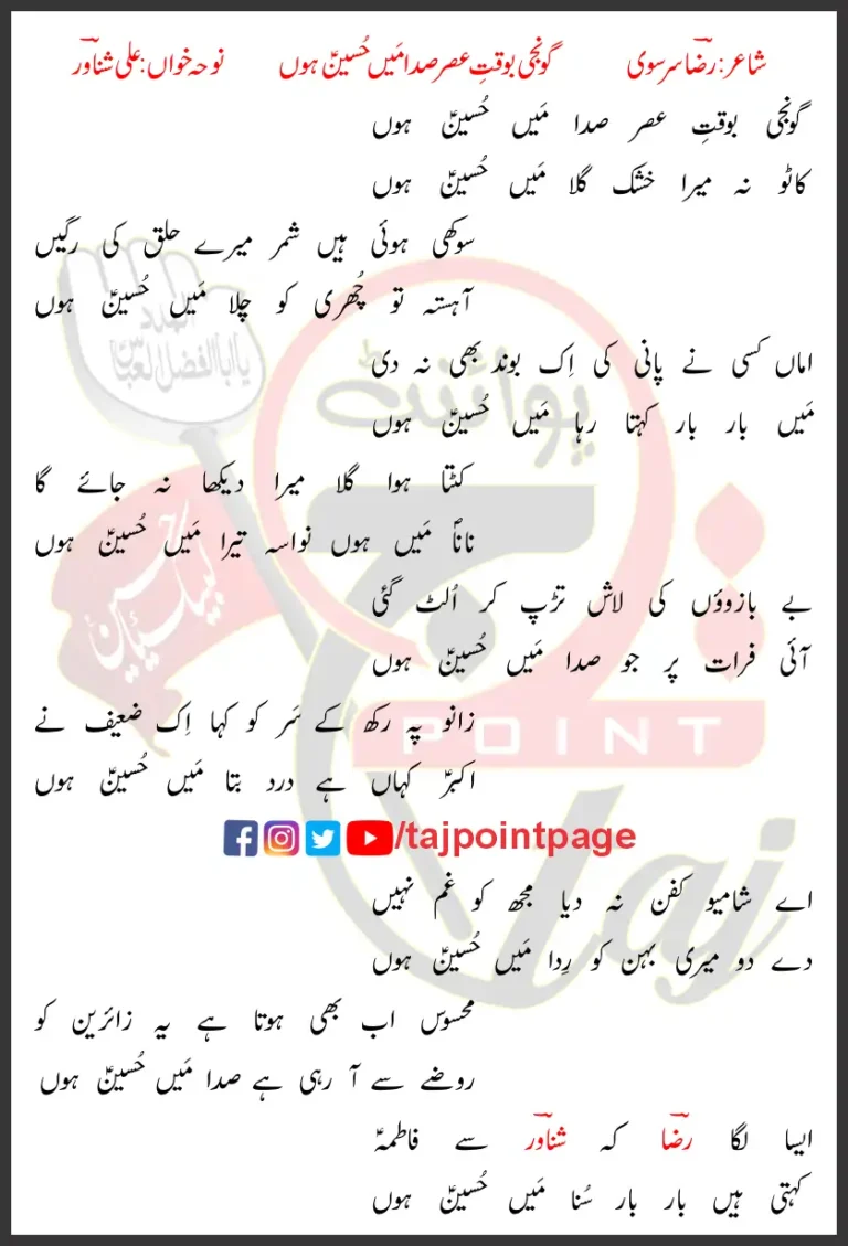 Main Hussain Hun Ali Shanawar Lyrics Urdu 2013