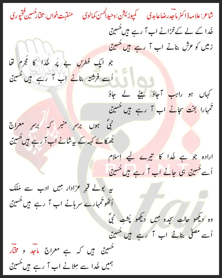 Ab Arahay Hain Hussain Mukhtar Hussain Fatehpuri Lyrics In Urdu 2023